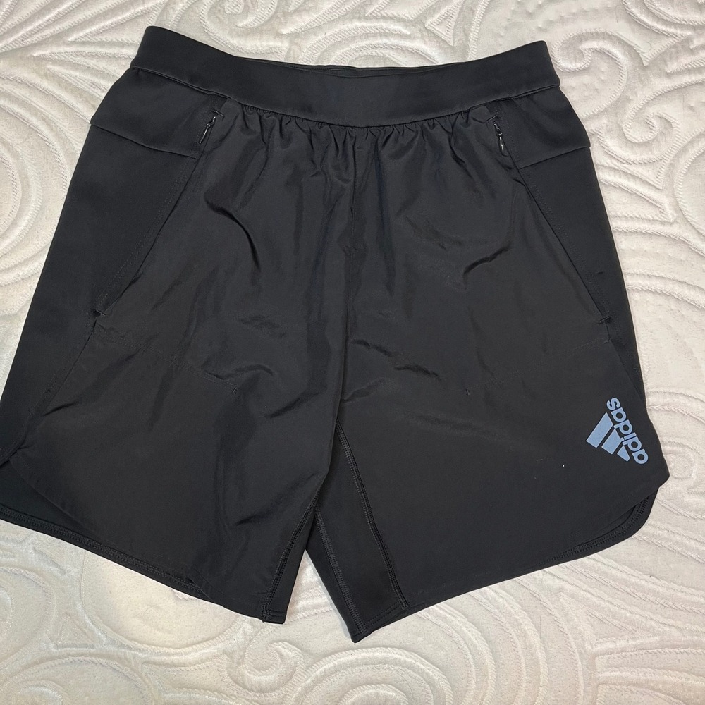 Adidas AEROREADY BLACK Athletic Shorts Zipper Pockets Youth L Adult S